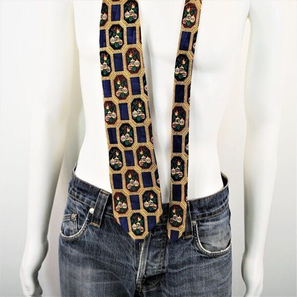 HALLMARK 1996 Yule TIE Greetings Christmas Ornaments Holiday Necktie USA Made - Picture 4 of 7